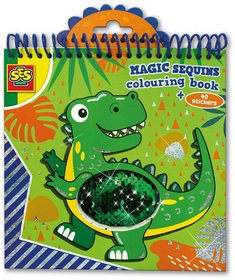 SES CREATIVE Omalovnky magick Dino s flitry modr/zelen + samolepky