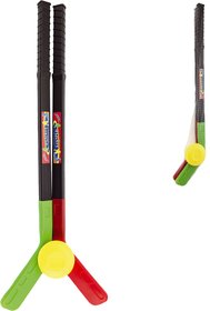 Hokejka dtsk 70cm set hokejov hl barevn 2ks s pukem plast