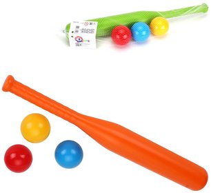 Baseballov dtsk barevn set plka 50cm se 3 mky barvy plast