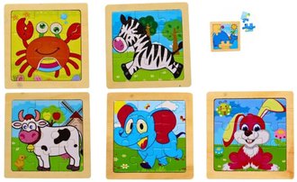 DEVO PUZZLE Zvtka 11x11cm skldaka na desce 9 dlk 6 druh