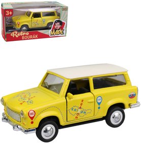 Auto Trabant combi kovov retro bourk model 12cm s potiskem v krabici