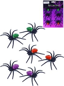 Zvtko pavouk ern 7cm s barevnmi tpytkami set 6ks Halloween