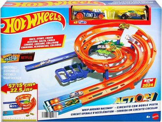 MATTEL HOT WHEELS Akn drha s extra zatkou hern set se 2 autky