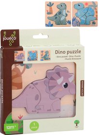 JOUECO DEVO Puzzle baby vkldac Dino na desce velk dlky 3 druhy