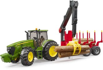 BRUDER 03054 (3054) Set traktor John Deere 7930 + pepravnk na devo s kldami