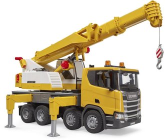 BRUDER 03571 Scania 560R jeb Liebherr na baterie Svtlo Zvuk model 1:16 plast