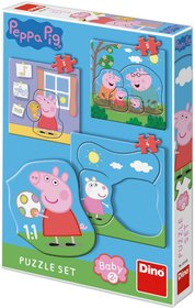 DINO Baby puzzle 12 dlk Peppa Pig Rodina 18x18cm skldaka 3v1 velk dlky