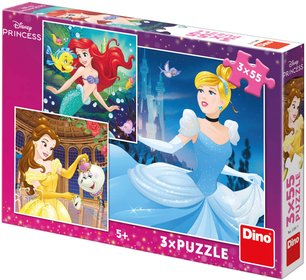 DINO Puzzle Disney Vesel princezny 3x55 dlk 18x18cm skldaka