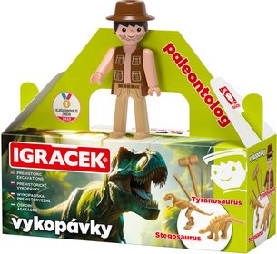 EFKO IGREK Paleontolog figurka dino vykopvky Tyranosaurus a Stegosaurus