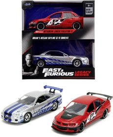 JADA Auto Mitsubishi Lancer Evo IX + Nissan Skyline GTR R34 Rychle a zbsile kov