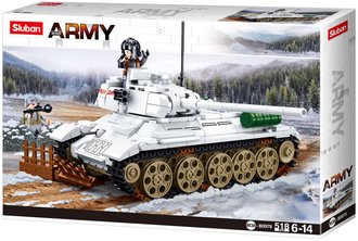 SLUBAN ARMY WWII Tank bl T-34/85 518 dlk + 2 figurky STAVEBNICE