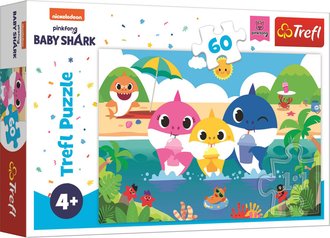 TREFL PUZZLE Baby Shark s rodinou na dovolen 33x22cm skldaka 60 dlk