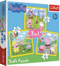 TREFL PUZZLE Peppa Pig: astn den prastka 20x20cm skldaka 3v1