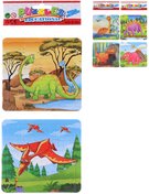 PUZZLE Dinosaui skldaka 2ks v rmeku 2x 16 dlk s omalovnkou 3 druhy