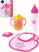 Baby Rose set pro panenku miminko na krmen s lahvikou a bryndkem na kart